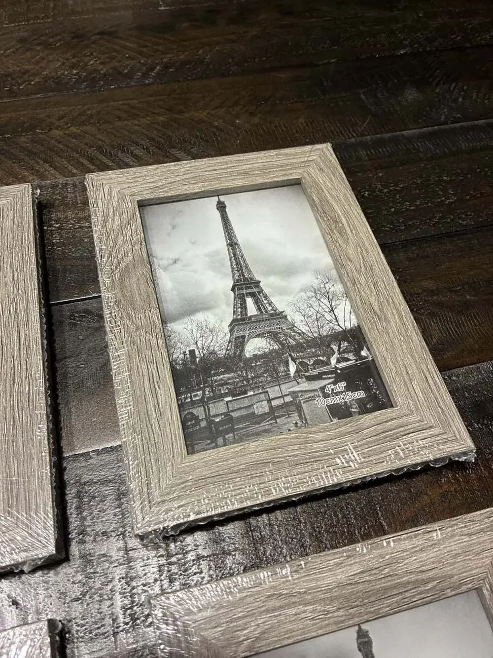 Lot of 4 NEW Unbranded Gray Wood Grain Picture Frame Size 4x6